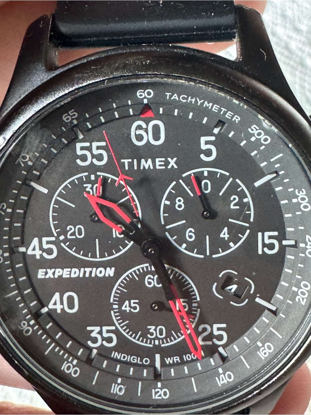 Timex Expedition Black Dial Men's Chronograph Watch with Red Hands